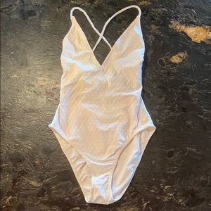 Zara white one piece tie up back swim suit